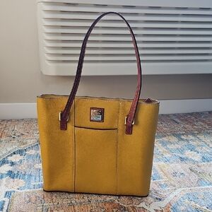 Dooney & Bourke Yellow Lexington Shopper with Brown Handles